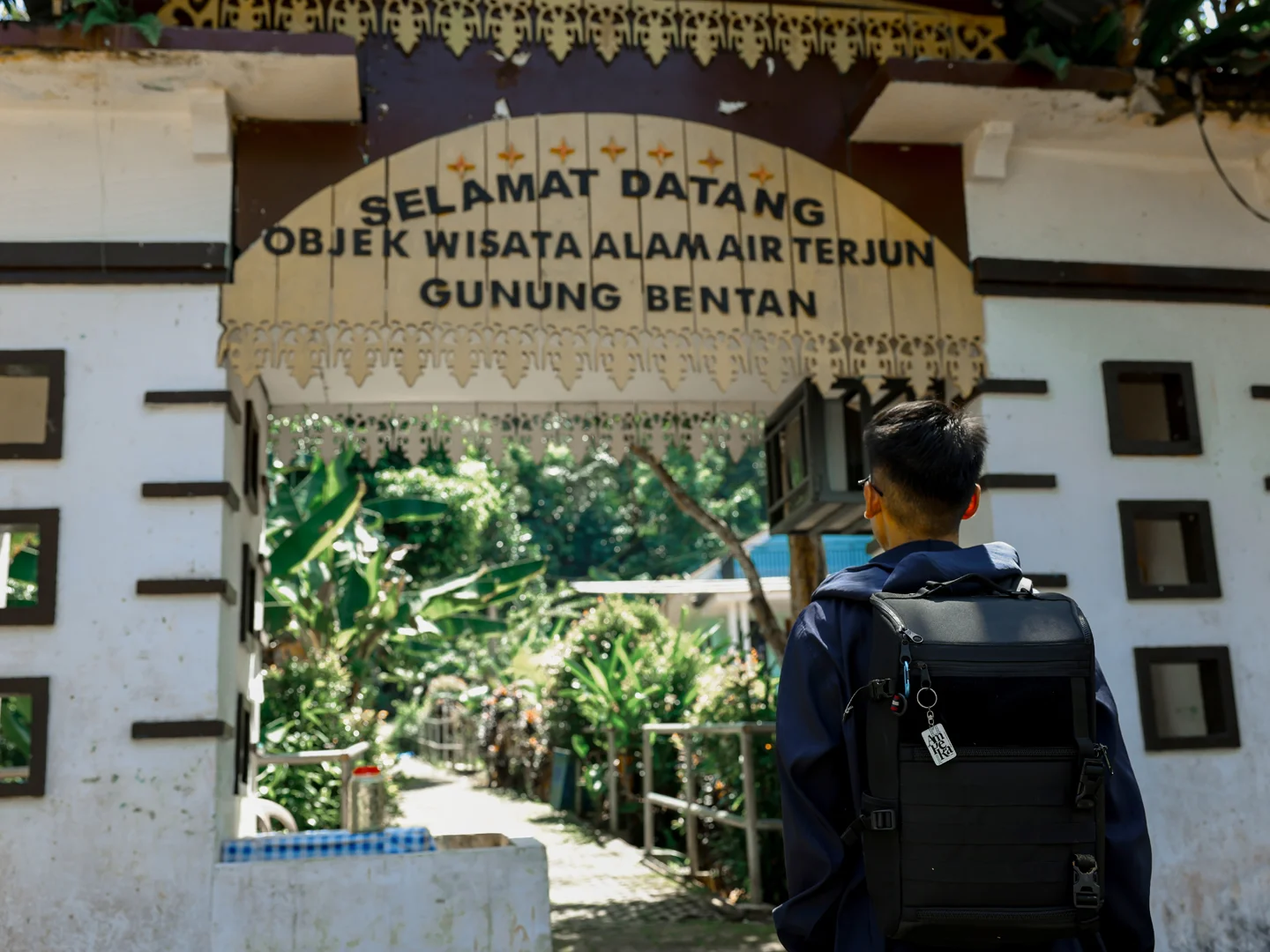 Mount bintan entrance with a person standing