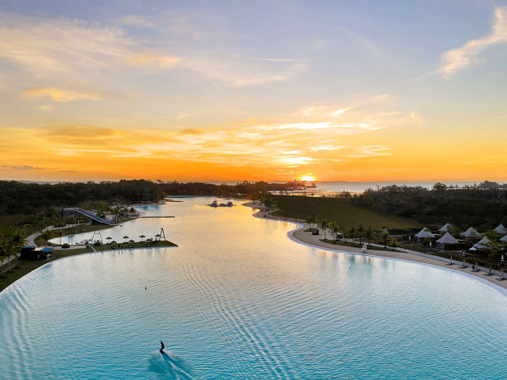 Romantic sunset at Crystal Lagoon Bintan